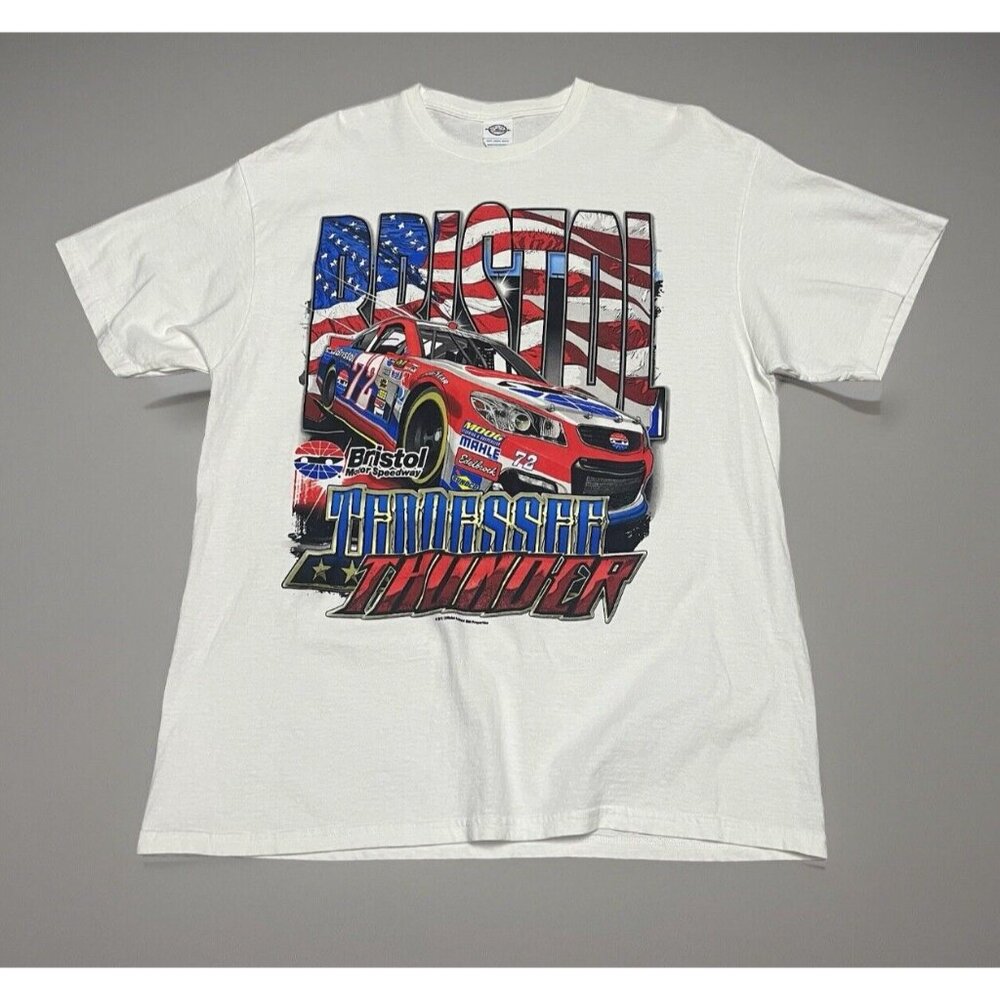 NASCAR White T Shirt Bristol Tennesee Thunder Men’s XL Delta Pro Weight Tag 2018